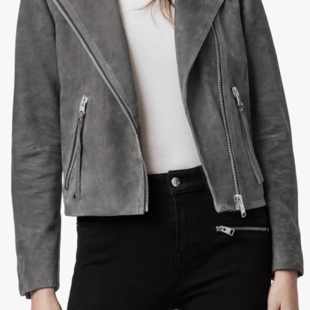 All Saints Dalby goat suede Leather Moto Jacket